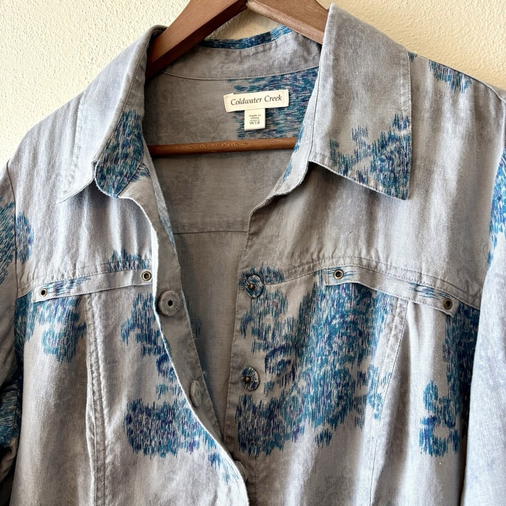 Coldwater Creek 100% linen unlined snap front‎ jacket - Picture 6 of 10